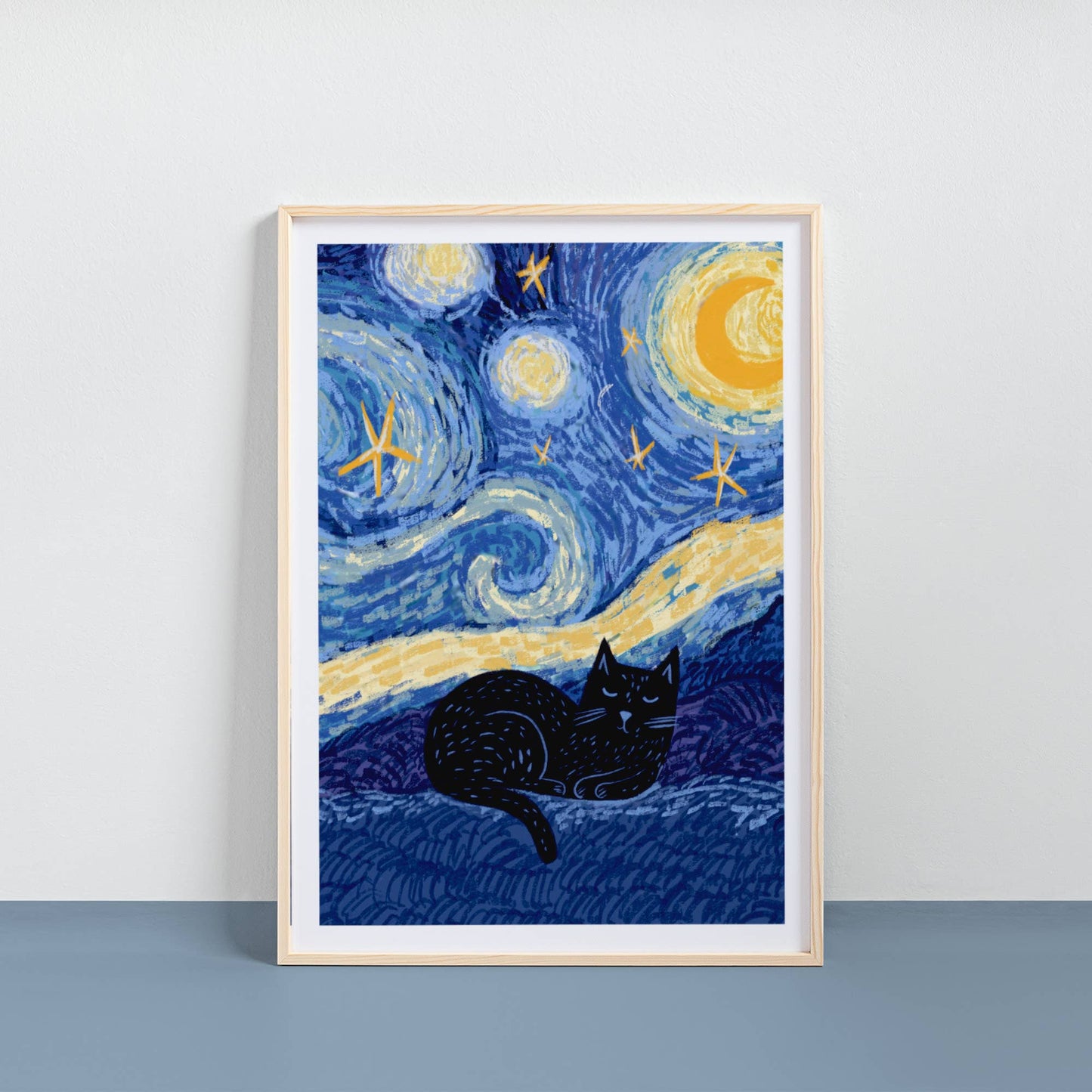 Niaski | A4 Print | Starry Night Cat