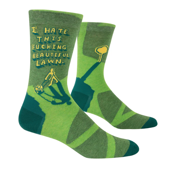 Blue Q | Mens Crew Socks | I Hate This Fucking Beautiful Lawn