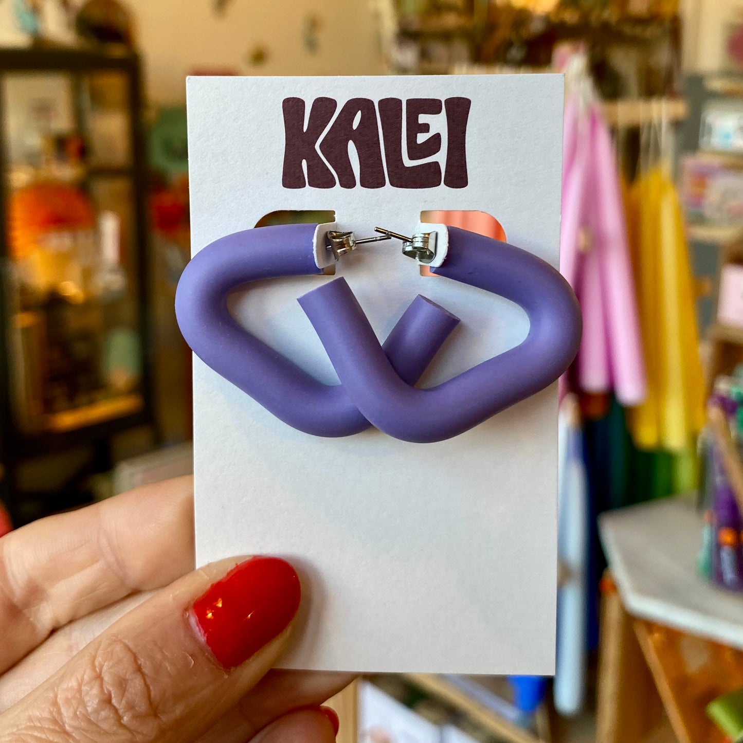 Kalei | TRIANGLE HOOP Statement Earrings | Periwinkle