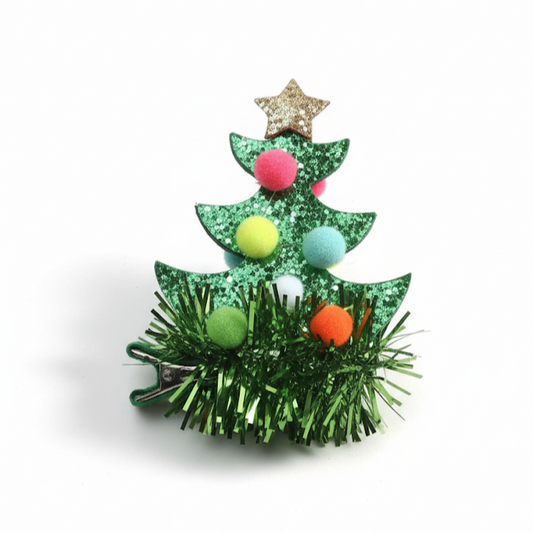 Hair Clip | Christmas Tree with Tinsel