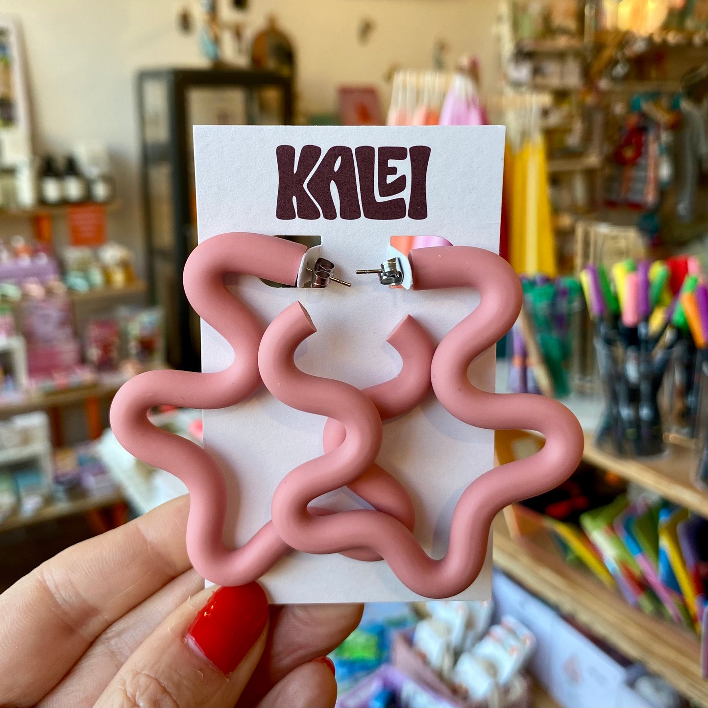 Kalei | WIGGLE Statement Earrings | Coral Pink