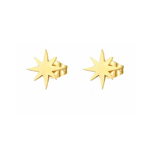 Soch & Co |  Stainless Steel Earring Studs | Gold North Star
