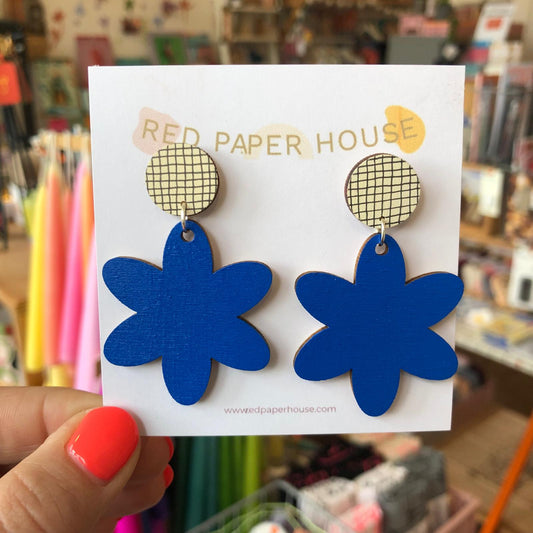 Red Paper House | Wooden Flower Stud Earrings