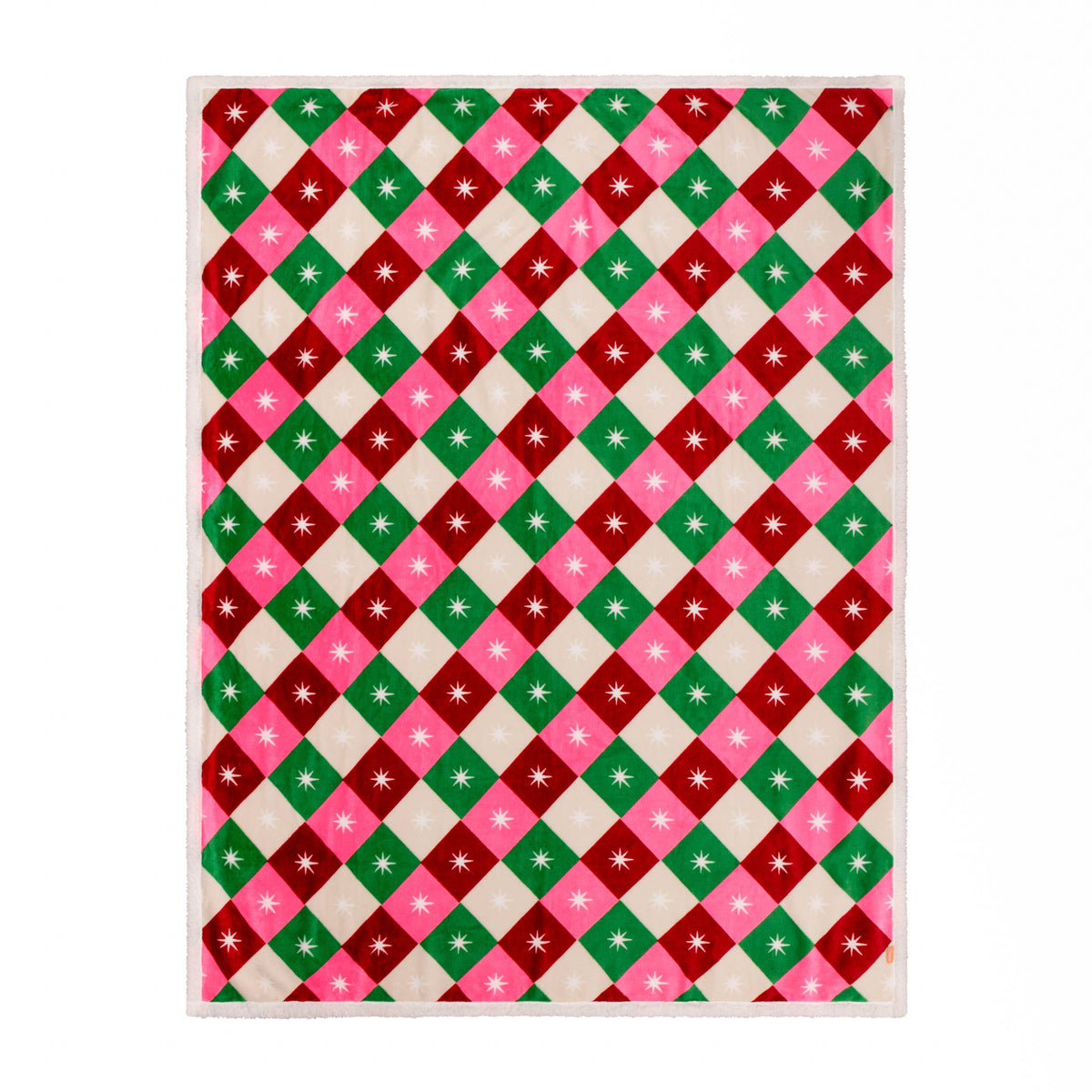 Furn | Star Sherpa Pink & Green Fleece 140 x 180cm