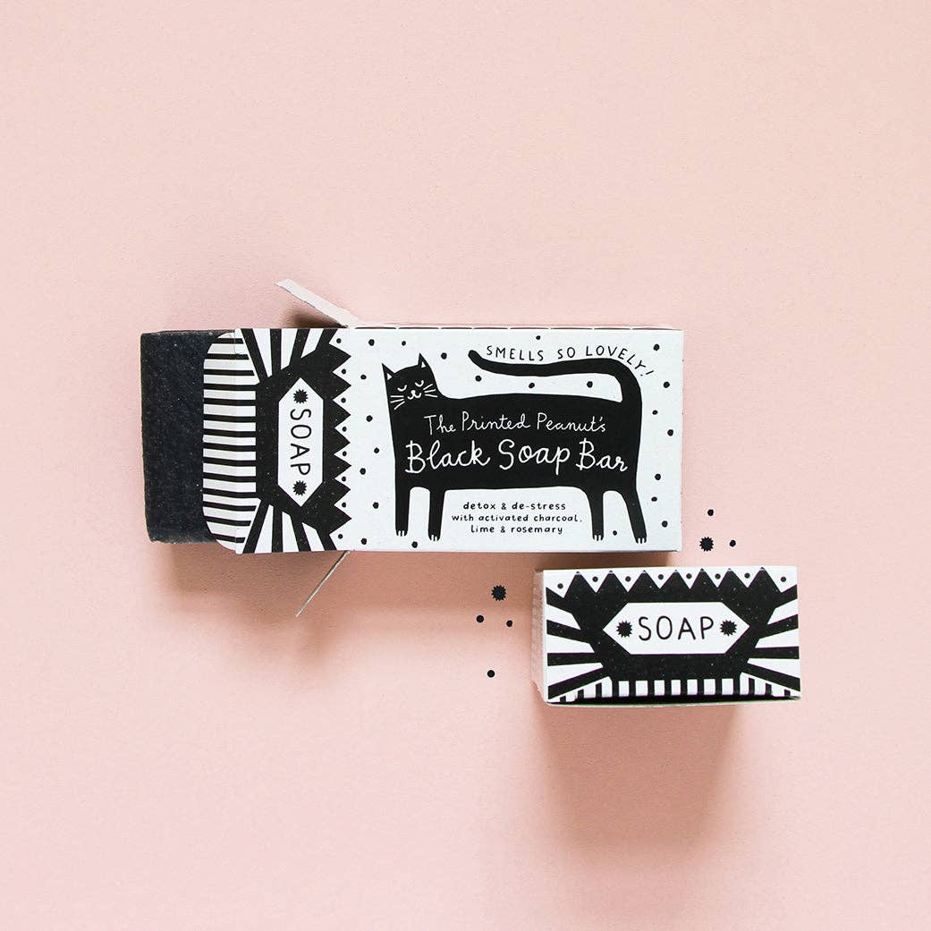 The Printed Peanut | Natural Handmade Soap Bar | Black Cat Charcoal