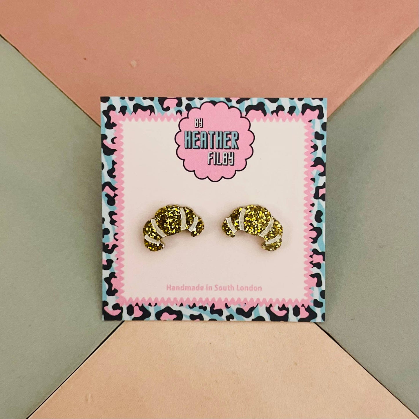 By Heather Filby | Glitter Stud Earrings | Croissant