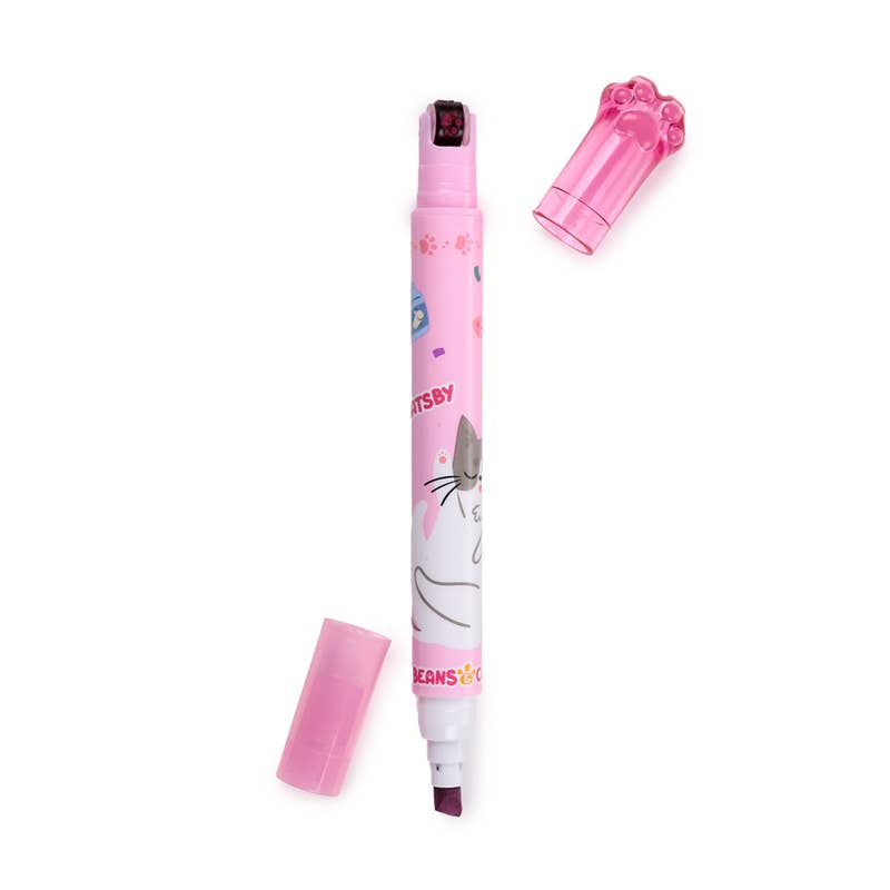 Beans & Co Cat 2-in-1 Highlighter & Stamp Wheel Pen, Puckator in Store only