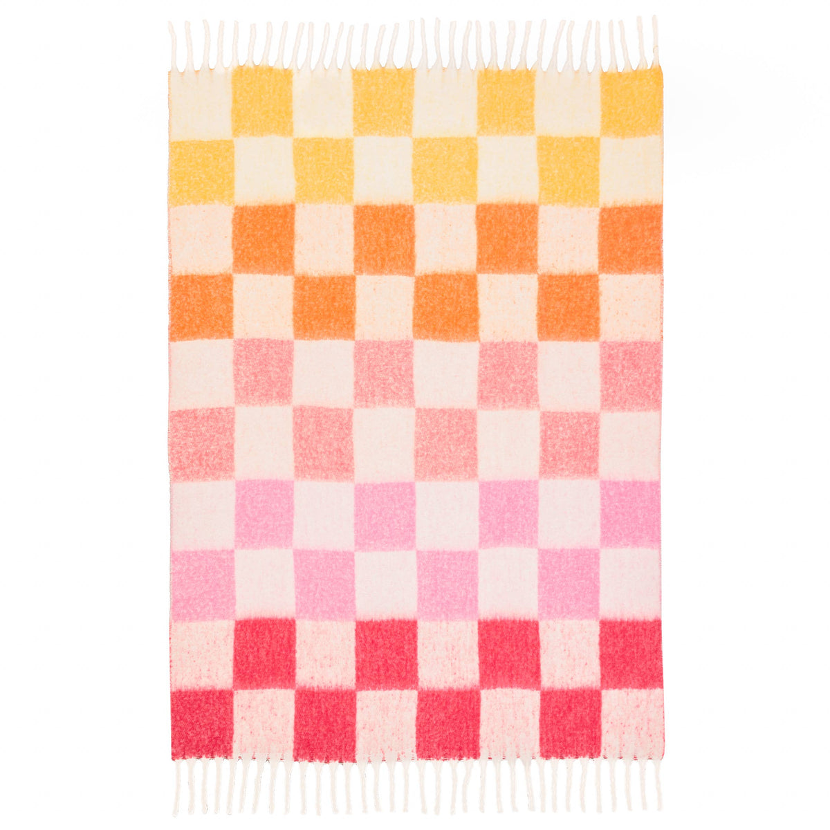 Furn | Maisie Checked Tasselled Throw 130 x 180cm Citrus Blush