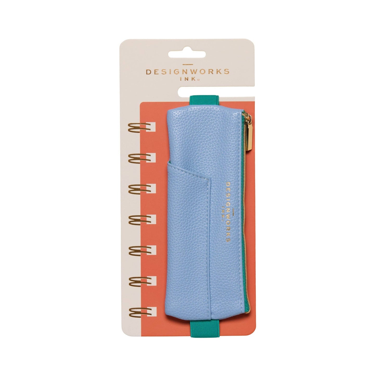 Designworks Collective | Vegan Leather Pen Pouch | Light Blue + Green