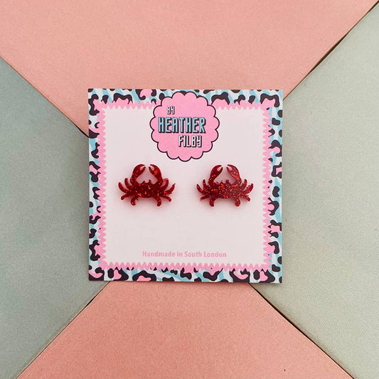 By Heather Filby | Glitter Stud Earrings | Crab