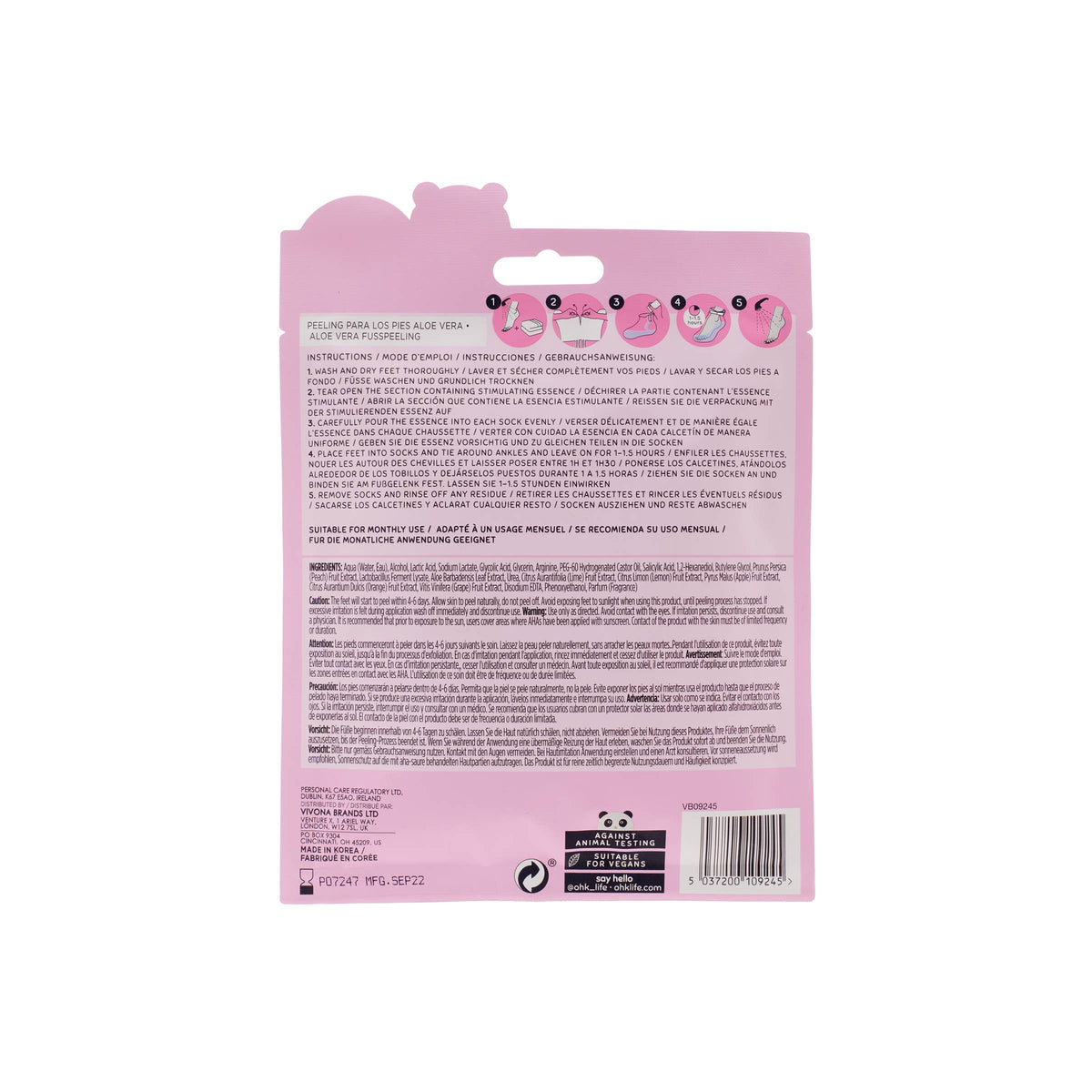 Oh K! | Foot Peel | Aloe Vera