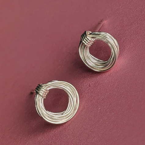 Vurchoo | Kenya 1070 | Wire Coil Hoops Sterling Silver Stud Earrings