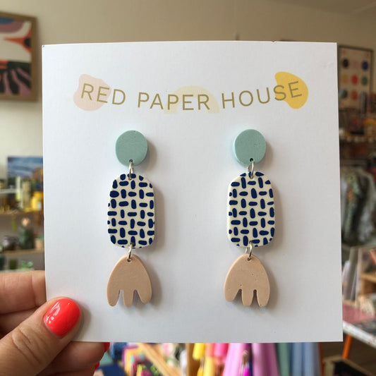 Red Paper House | Statement Chequers Jesmonite Earrings