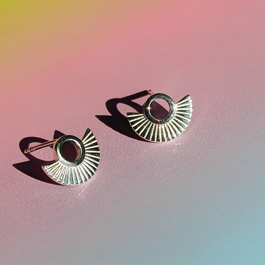 Vurchoo | Nicaragua 1106 | Art Deco Fan Silver Stud Earrings