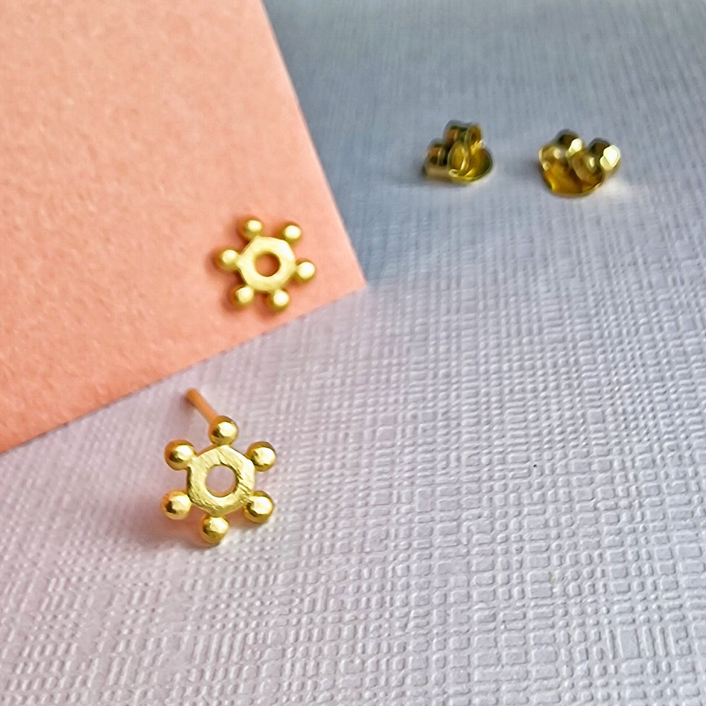 Vurchoo | Mexico 1111 | Matt Finish Aztec Sun Gold Stud Earrings