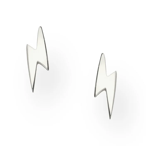 Vurchoo | Sri Lanka 1127 | Lightening Bolt Silver Stacker Stud Earrings