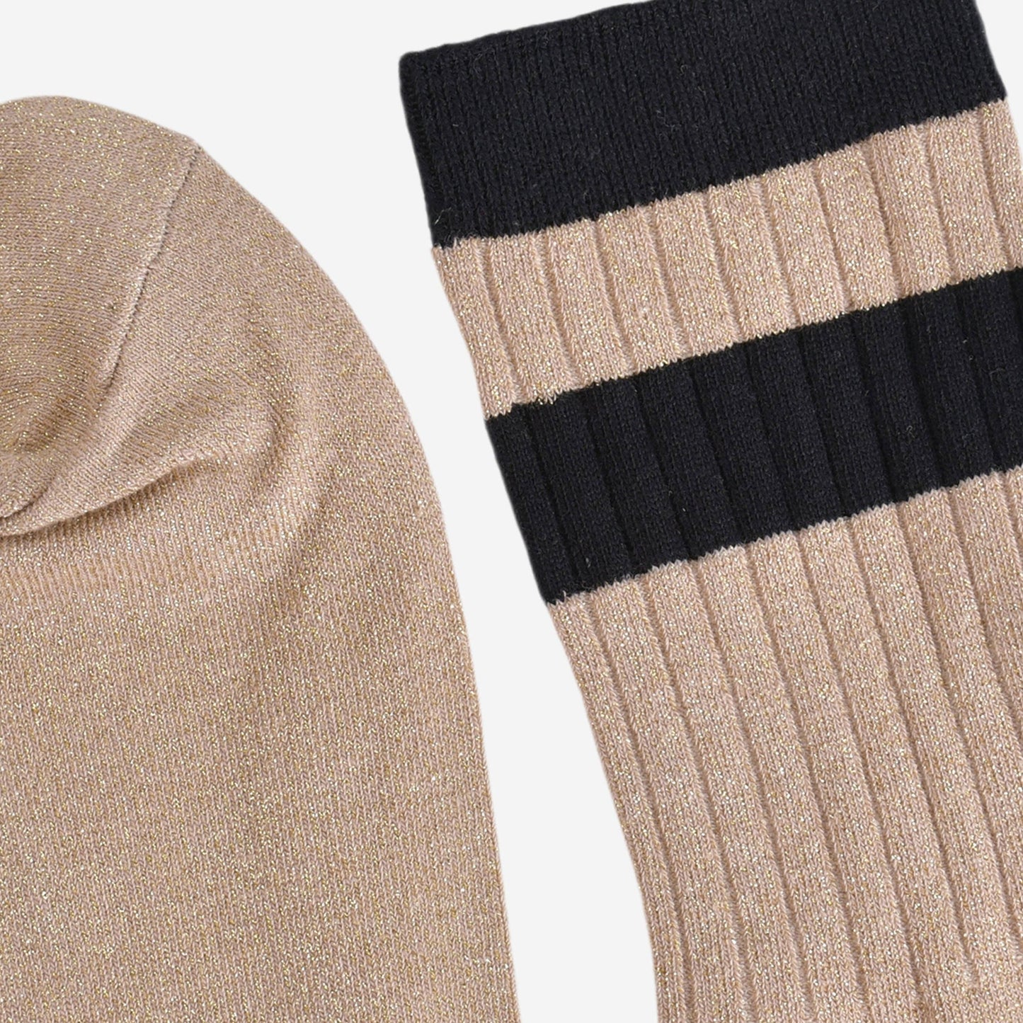 Sock Talk | Women's Glitter Socks | Gold/Black, Stripe Cuff | UK 3-7