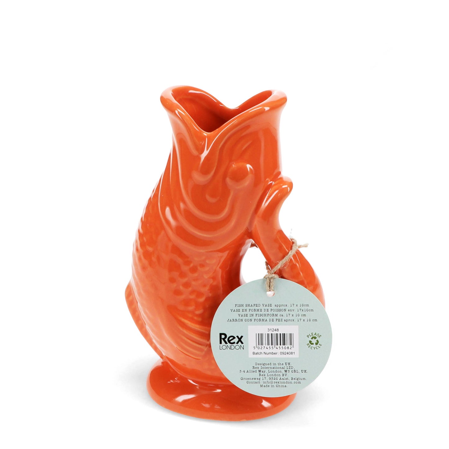 Rex | Ceramic Fish Vase | Orange