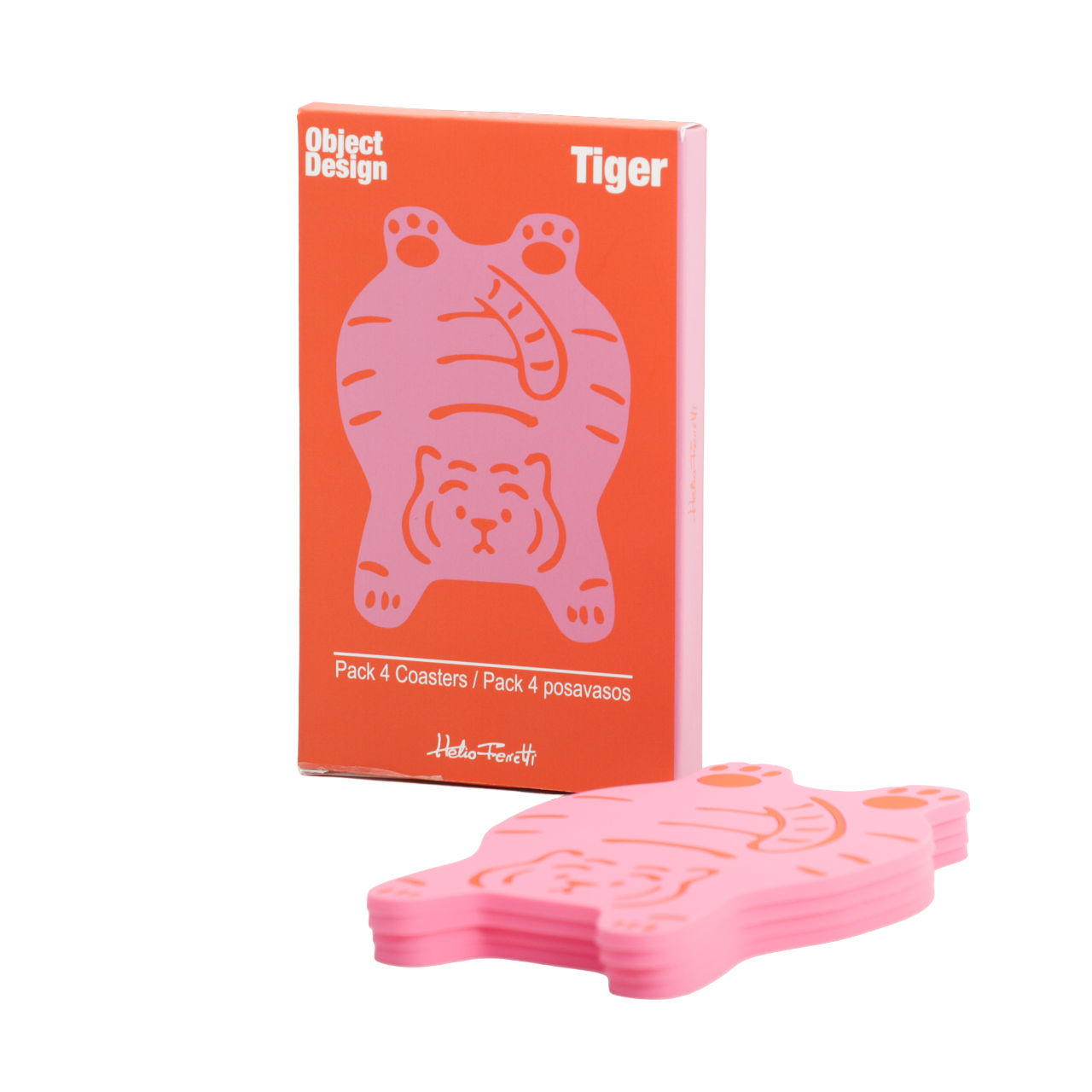 Helio Ferretti | Pink Tiger Coasters | set of 4