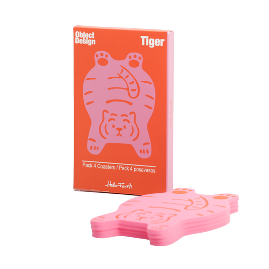 Helio Ferretti | Pink Tiger Coasters | set of 4