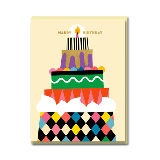 Greetings Card | Cake Tower | "Happy Birthday"