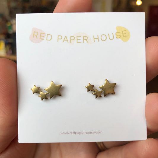 Red Paper House | Brass Star Stud Earrings