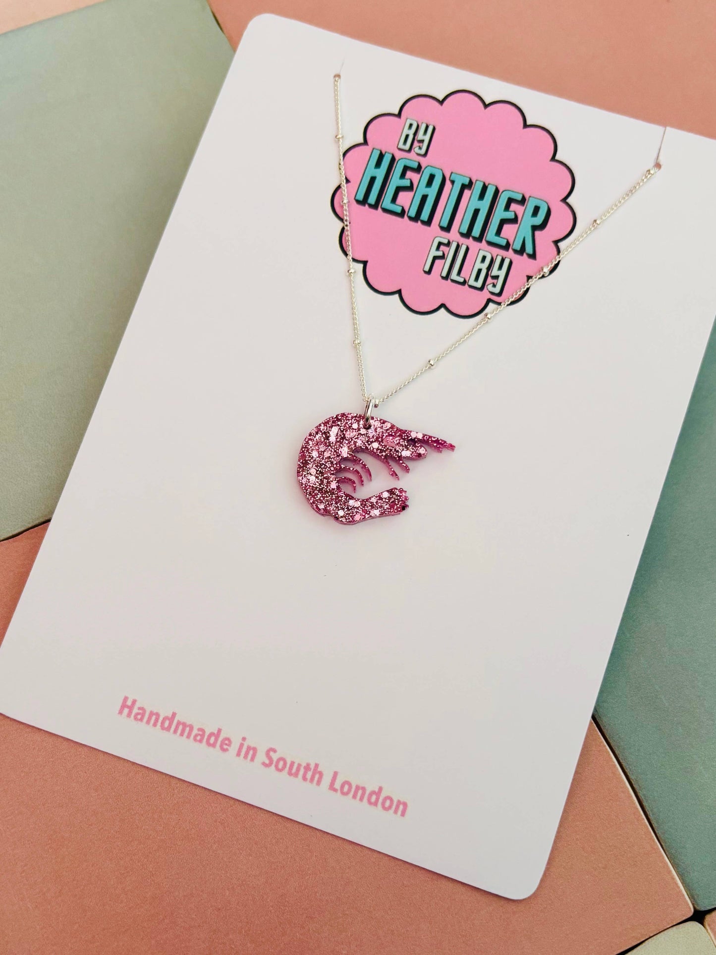 By Heather Filby | Glitter Charm Necklace | Shrimp