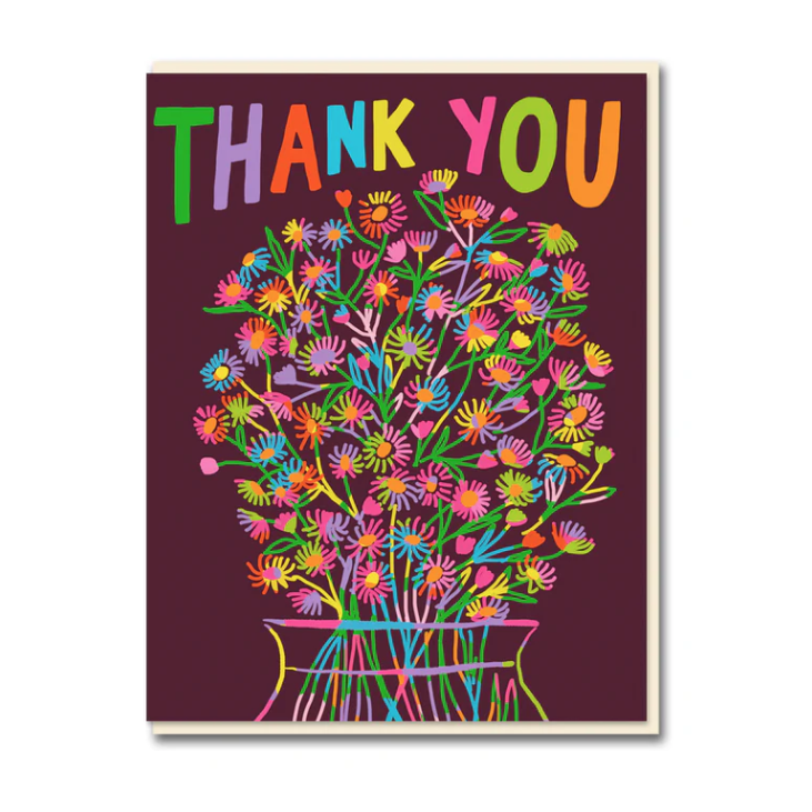 Greetings Card | Neon Flowers | "Thank You"