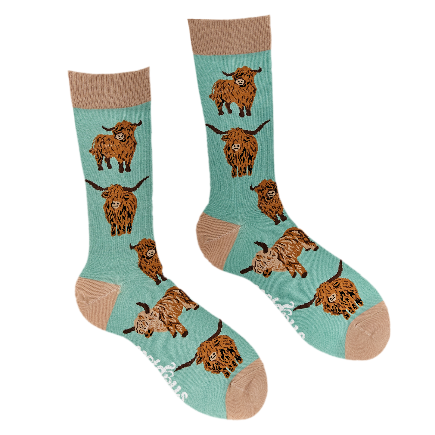Socktopus | Highland Cow Mint Green | S UK 4-8