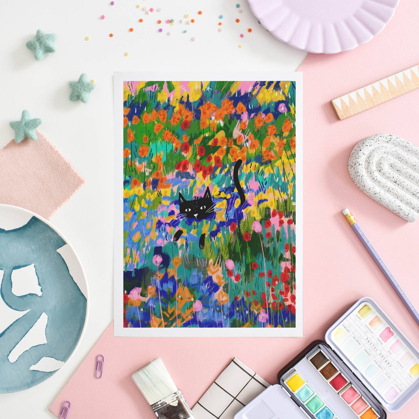 Niaski | A4 Print | The Cat in the Garden at Arles