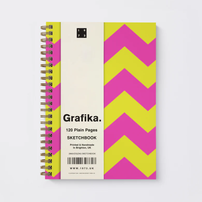 Nineteen Seventy Three | Hard Cover Grafika Sketchbook | Neon Pink & Yellow