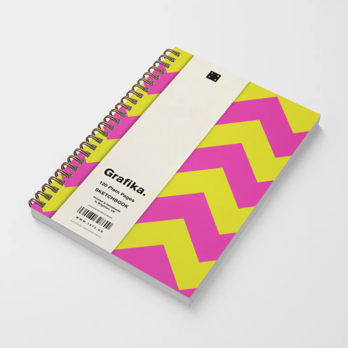 Nineteen Seventy Three | Hard Cover Grafika Sketchbook | Neon Pink & Yellow