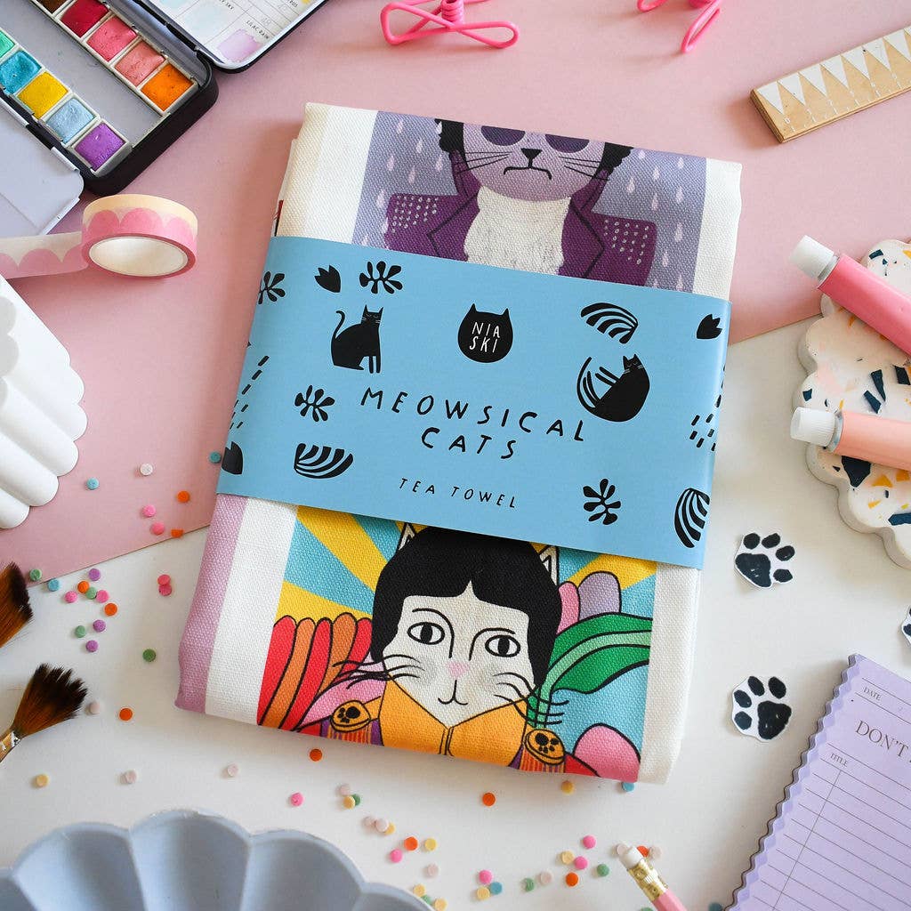 Niaski | Tea Towel | Meowsical Cats