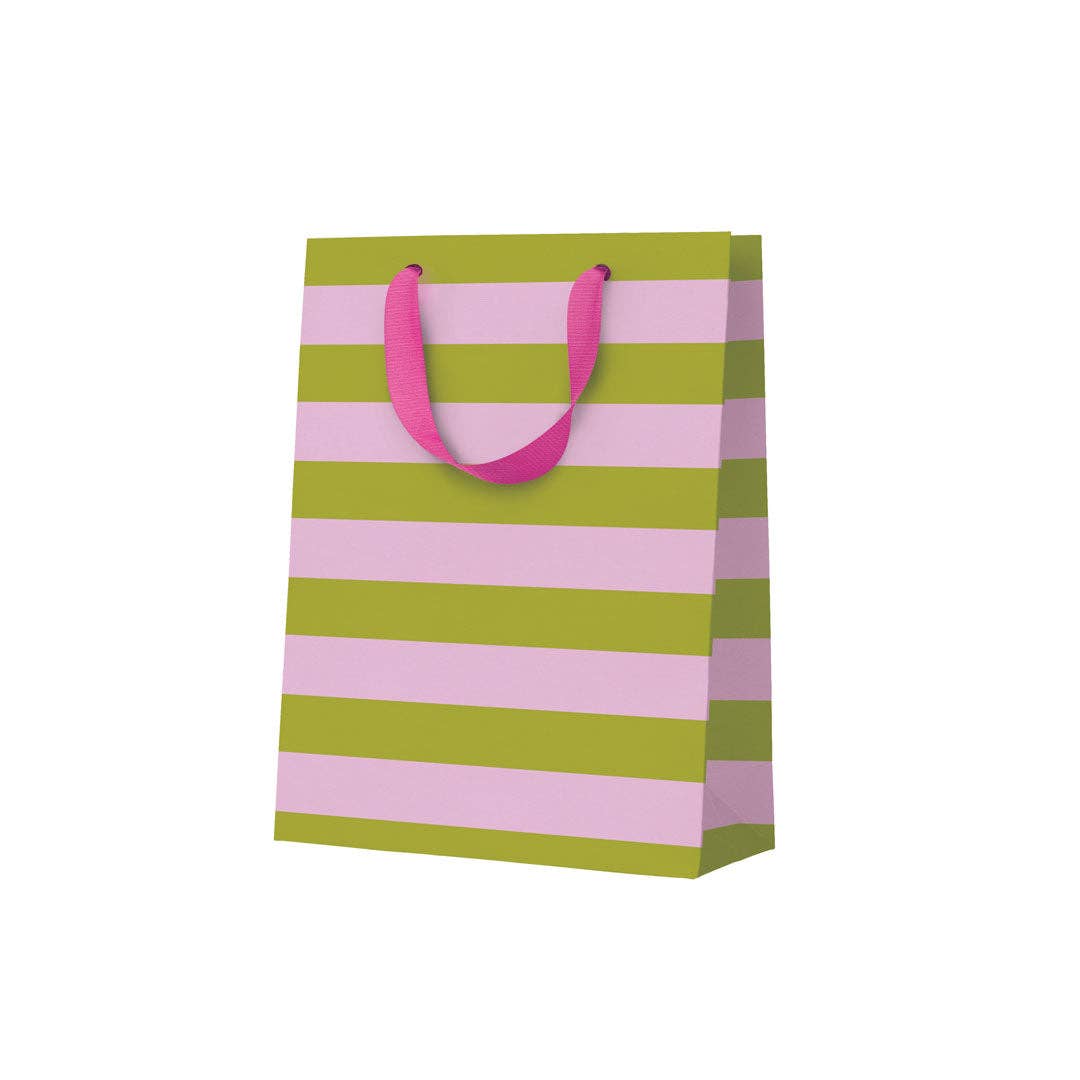 Ohh Deer | Medium Gift Bag | Green & Pink Stripe