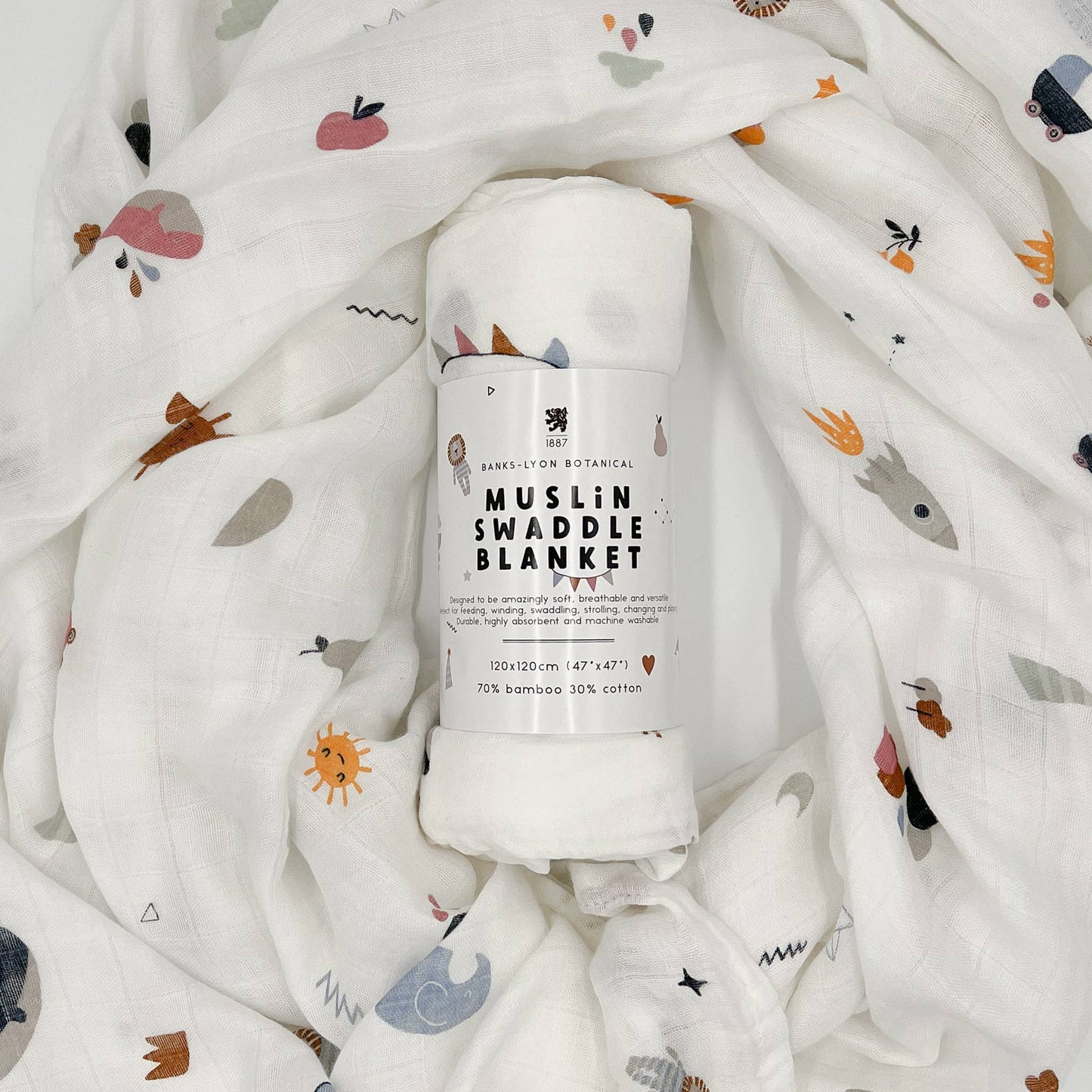 Banks-Lyon Botanical | Bamboo Baby Swaddle Blanket | Signature Print