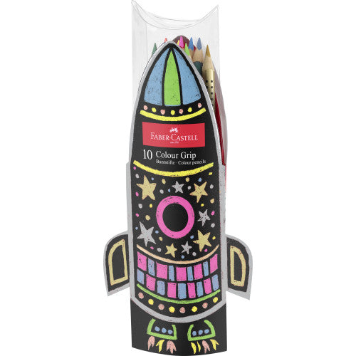 Faber-Castell | 10 x Grip Colouring Pencils | Rocket Gift Set