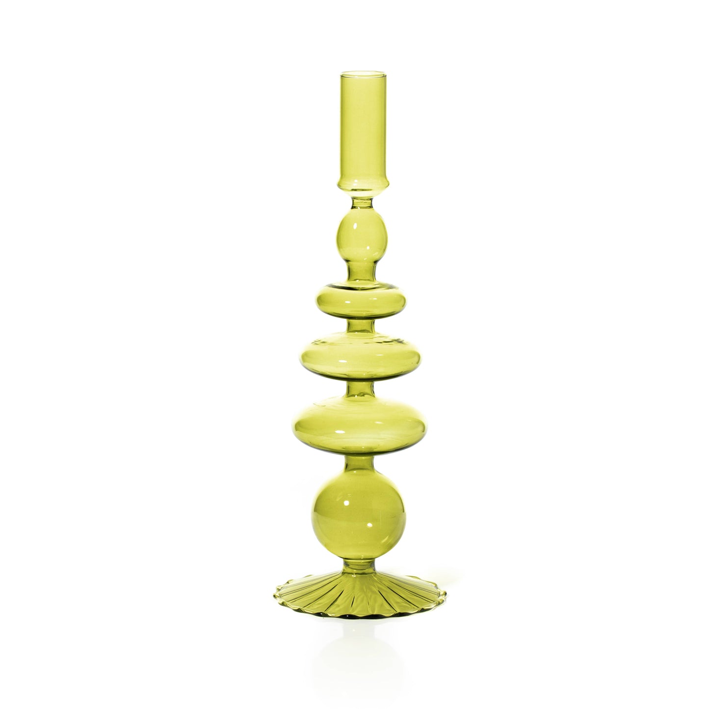 MÆGEN | Taper Coloured Glass Candle Holder | Pear Green