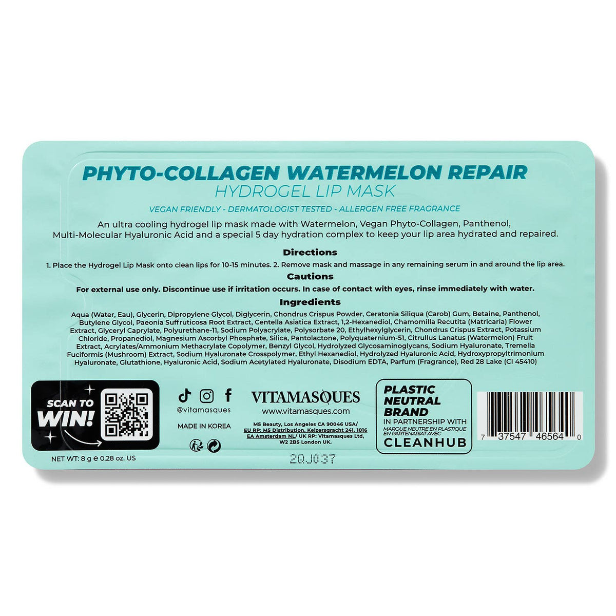 Vitamasques | Collagen Watermelon Hydrogel Lip Mask 🍉