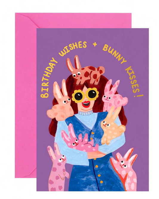 Greetings Card | Birthday Wishes + Bunny Kisses