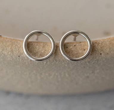 Lucy Kemp Jewellery | Sterling Silver Mini Studs | Geo Circle