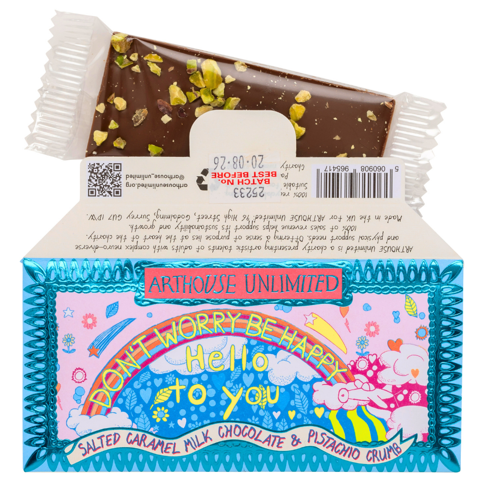 ARTHOUSE Unlimited | Joy Sized: Be Happy, Salted Caramel Milk Chocolate & Pistachio Crumb