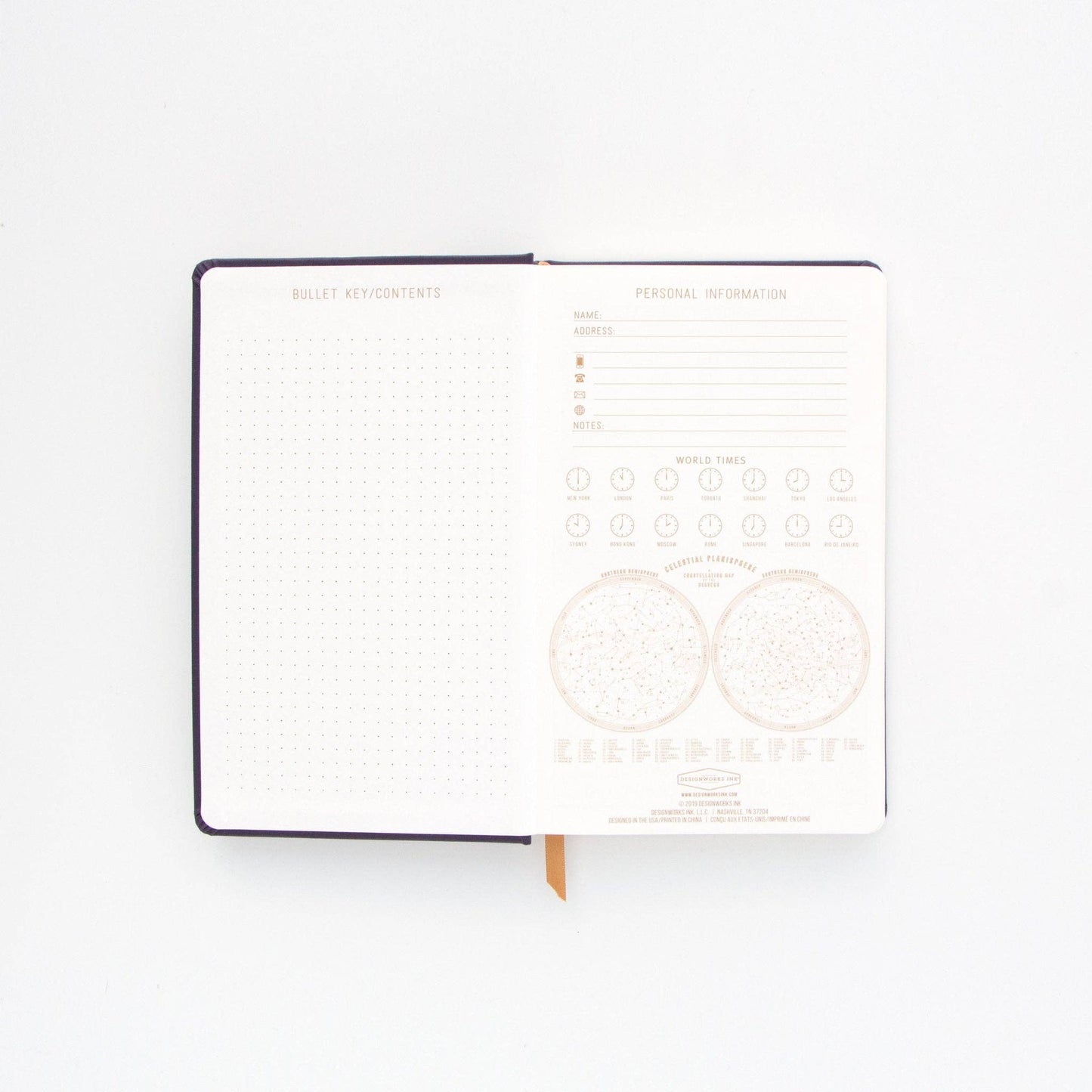 Designworks Collective | Designworks Ink Bookcloth Journal | Navy - Moon Phases