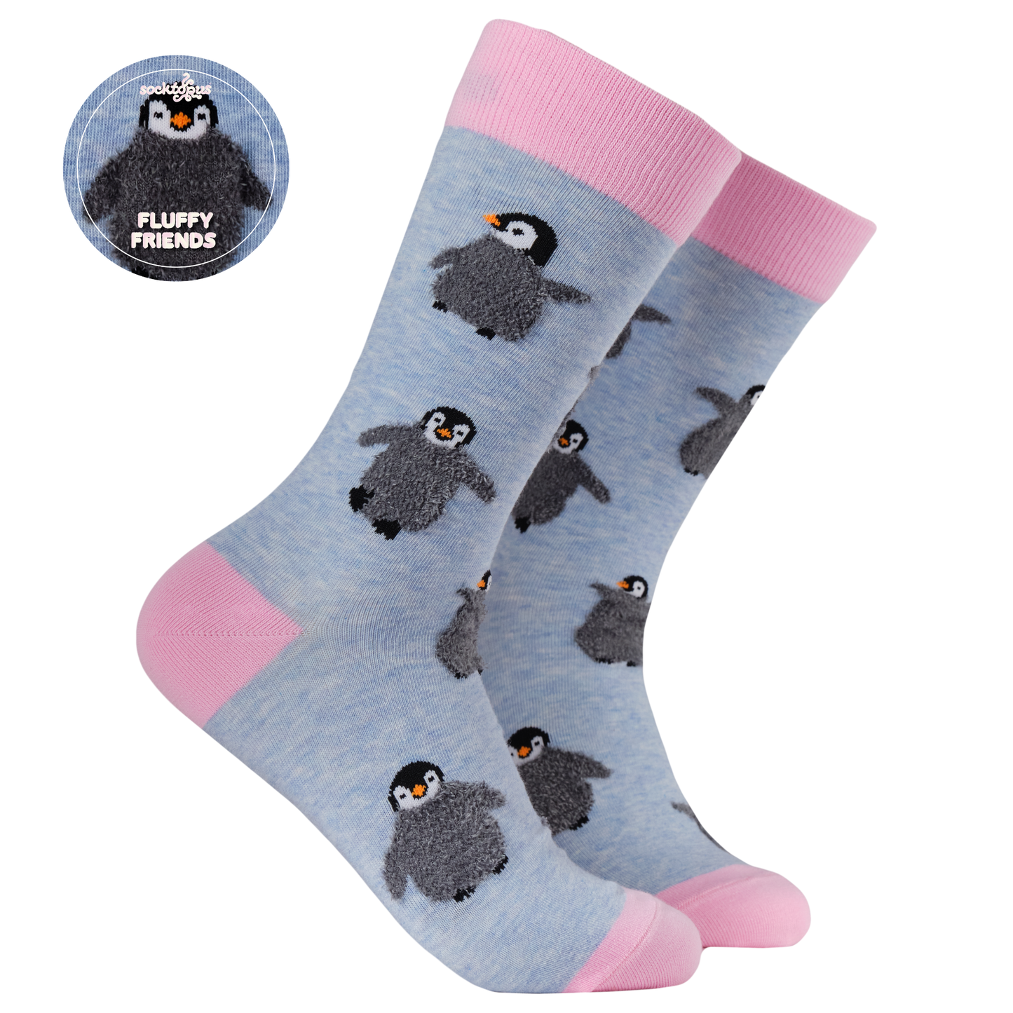 Socktopus | Fluffy Penguin | Blue Marl | S UK 4-8