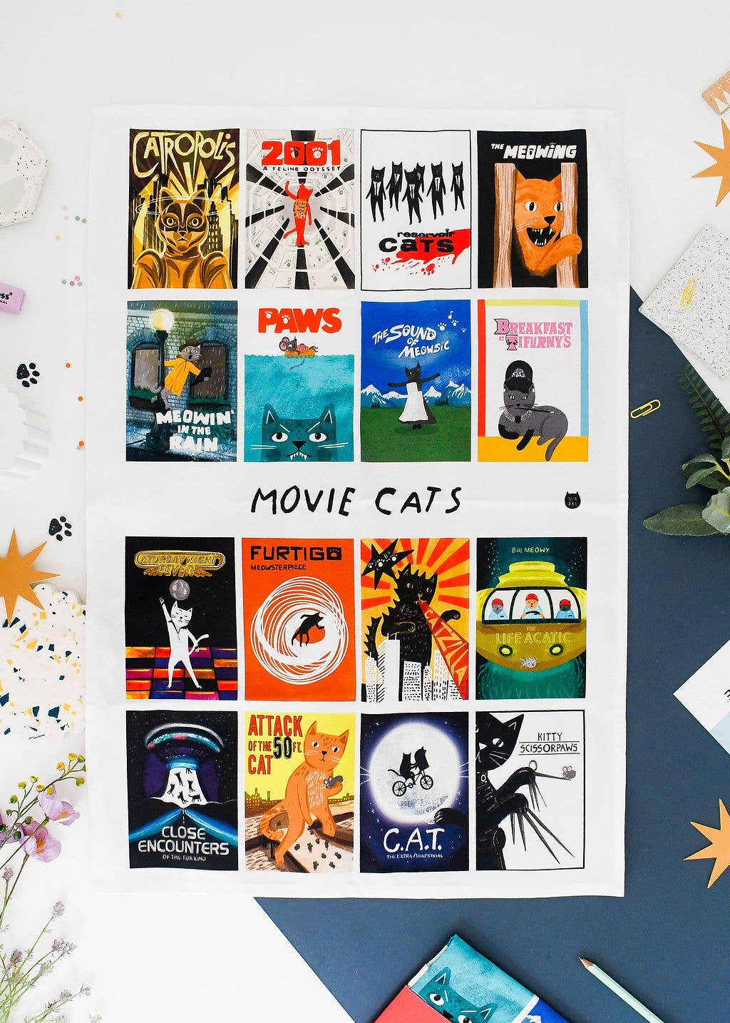 Niaski | Tea Towel | Movie Cats