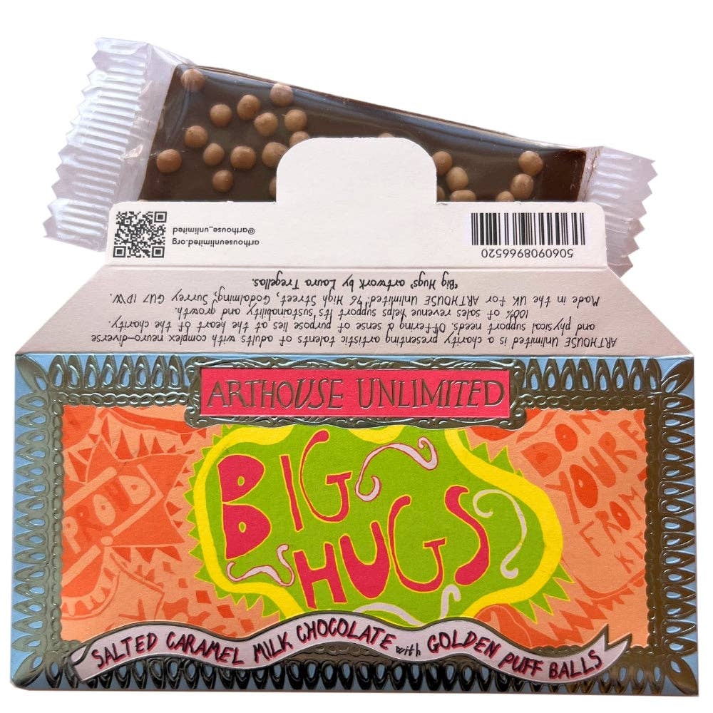 Arthouse Unlimited | Joy Sized: Big Hugs, Salted Caramel Milk Chocolate with Golden Puff Balls