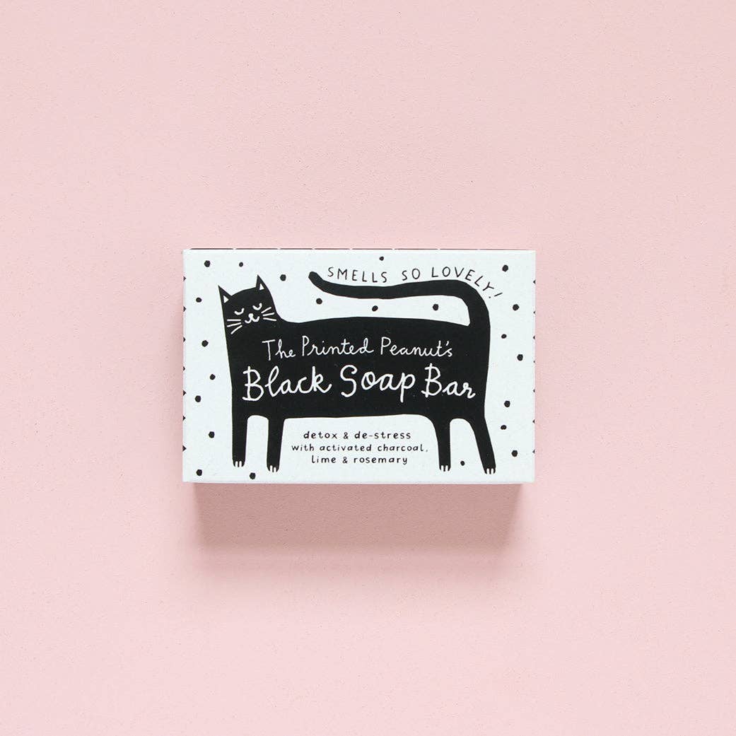 The Printed Peanut | Natural Handmade Soap Bar | Black Cat Charcoal