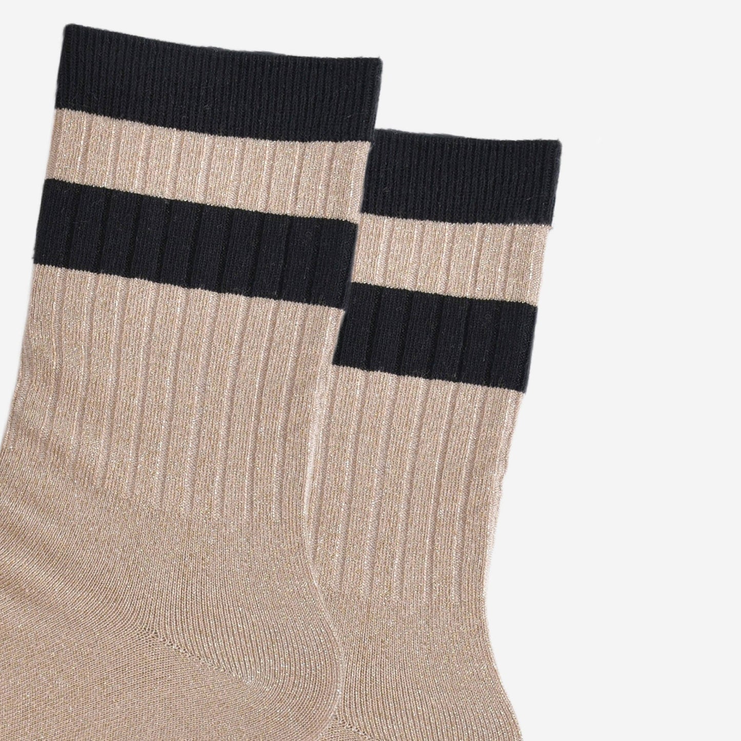 Sock Talk | Women's Glitter Socks | Gold/Black, Stripe Cuff | UK 3-7