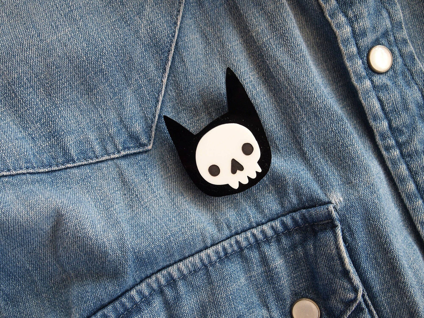I Like Cats | Laser Cut Acrylic Brooch | Skull Cat