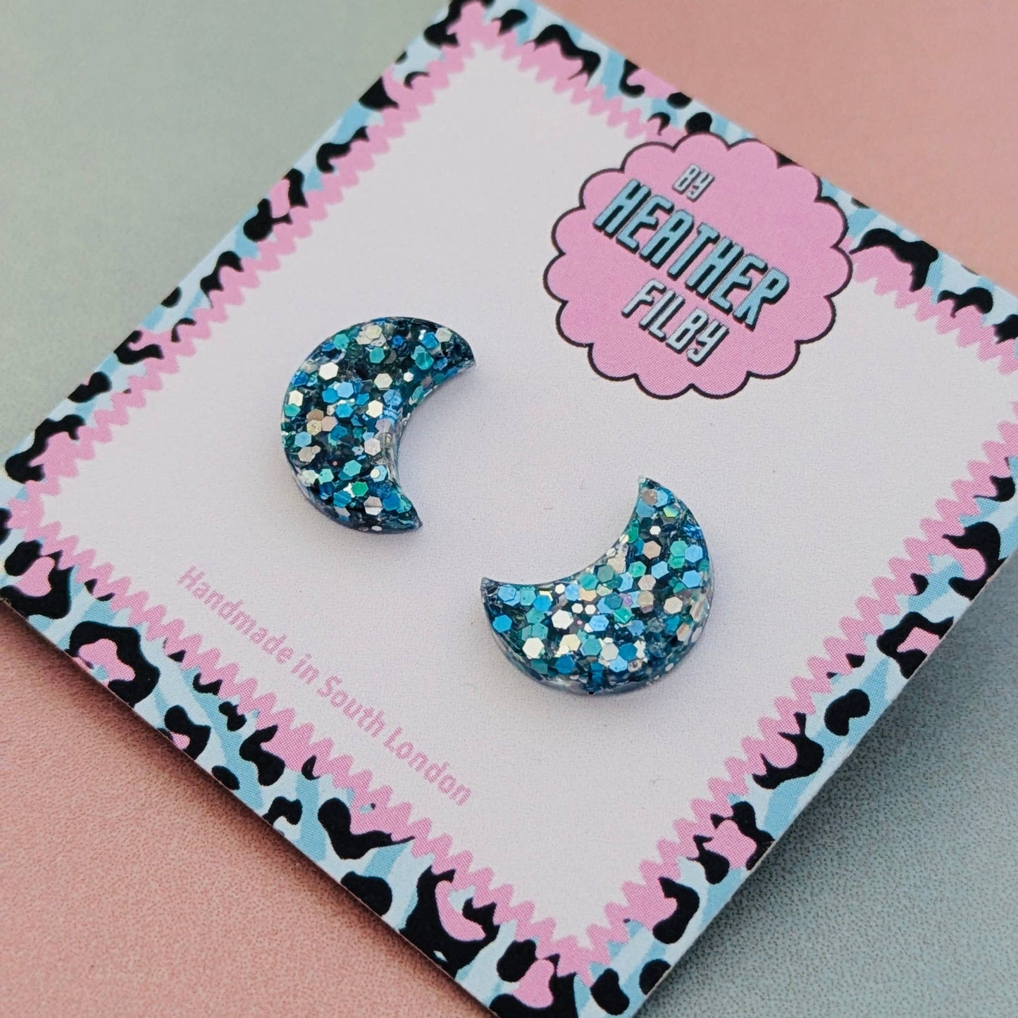By Heather Filby | Glitter Stud Earrings | Moon (Purple)