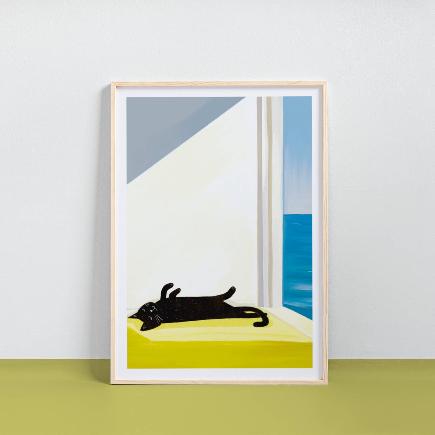 Niaski | A4 Print | Cat Bathing by the Sea